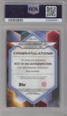 Michael Penix Jr. from the 2023 Bowman University's Best  set featuring a Red Refractor parallel graded by PSA and given an overall grade of 10.