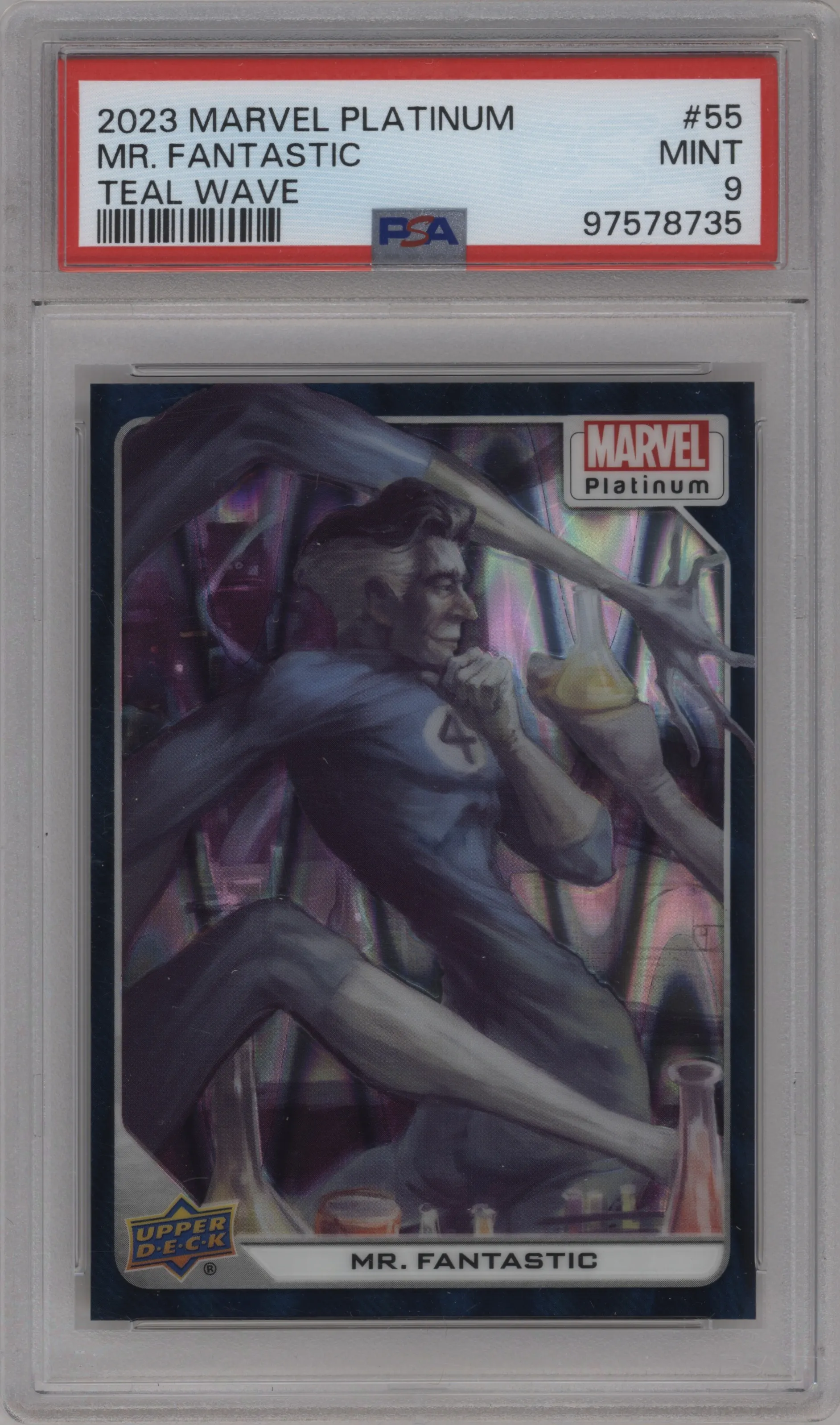 2023 Upper Deck Marvel Platinum Mr. Fantastic Teal Wave PSA 9