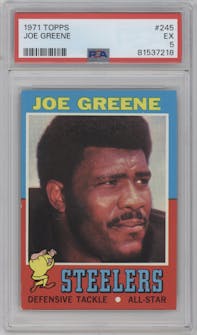 Joe Greene from the 1971 Topps set graded by PSA and given an overall grade of 5.