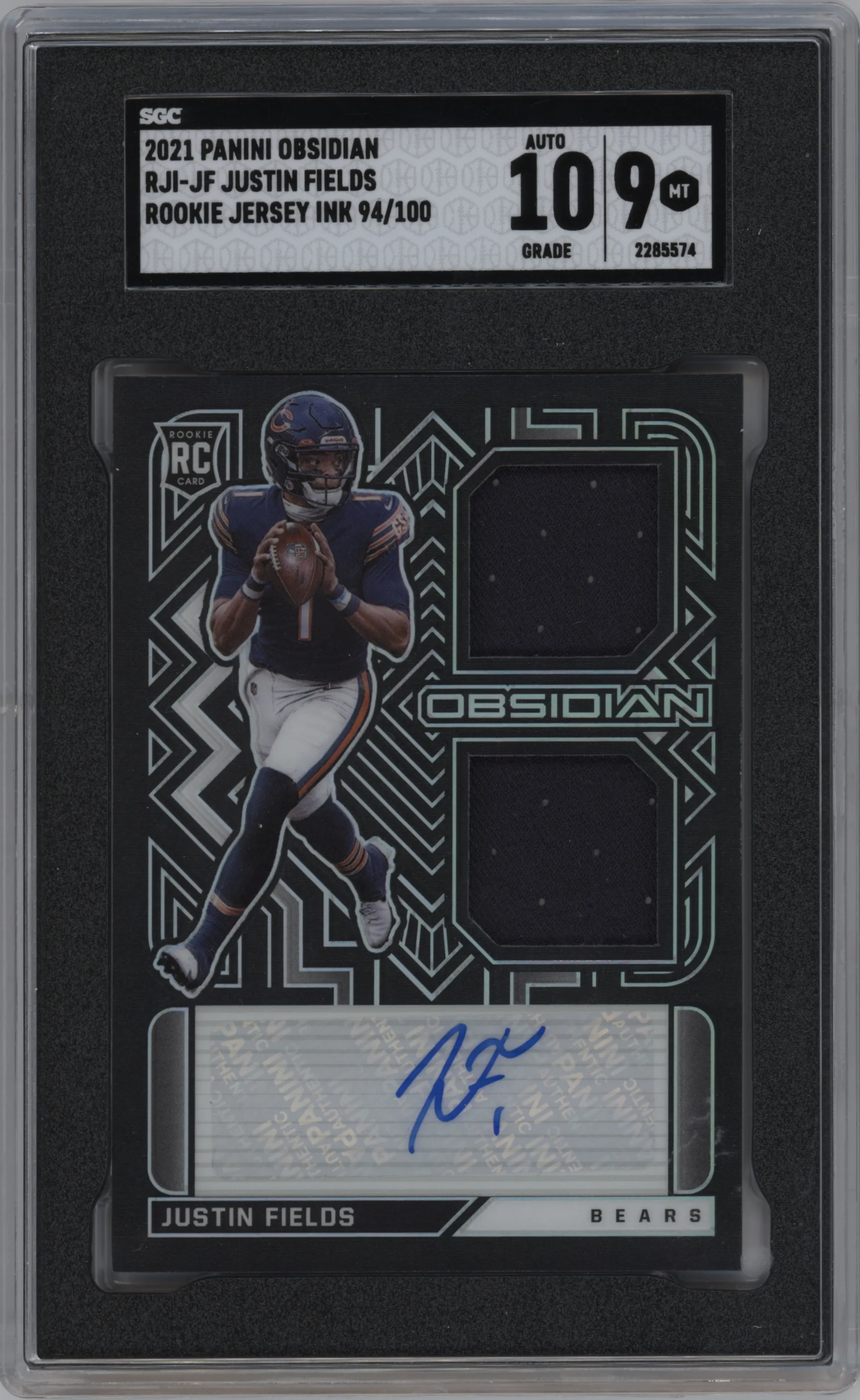 2021 Panini Obsidian Rke.Jsy.Ink Justin Fields #RJI-JF SGC 9