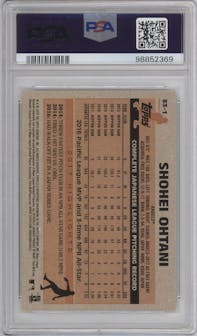 Shohei Ohtani from the 2018 Topps Series 2 set graded by PSA and given an overall grade of 9.