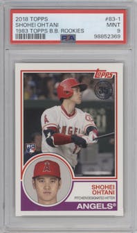 Shohei Ohtani from the 2018 Topps Series 2 set graded by PSA and given an overall grade of 9.