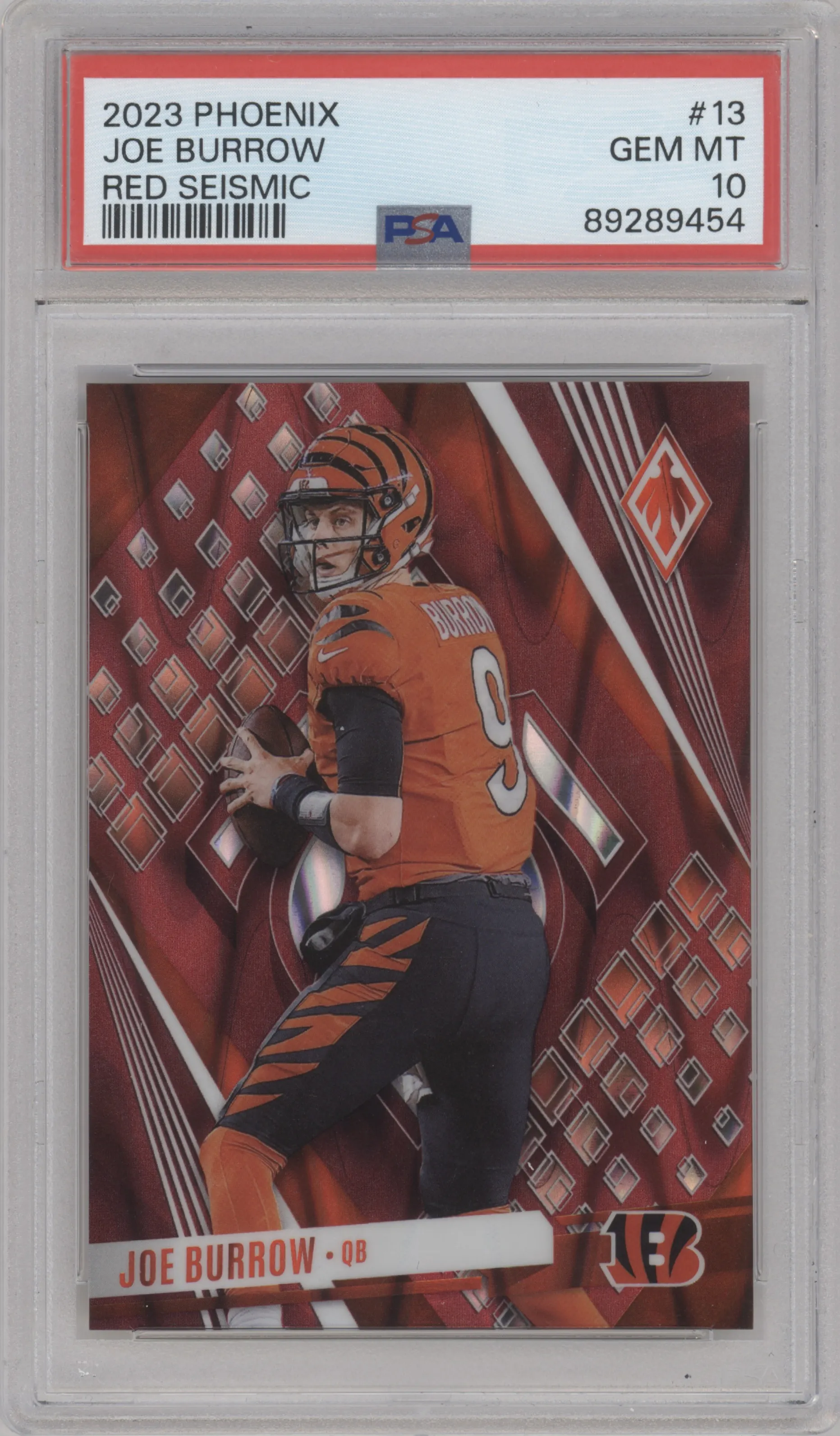 2023 Panini Phoenix Joe Burrow Red Seismic #13 PSA 10