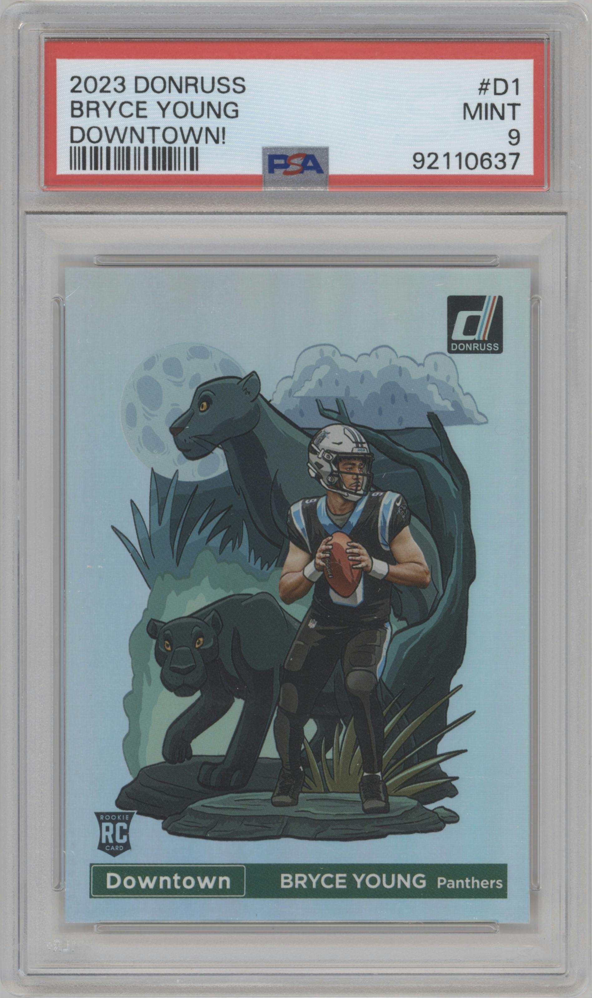 Bryce Young from the 2023 Panini Donruss set graded by PSA and given an overall grade of 9.