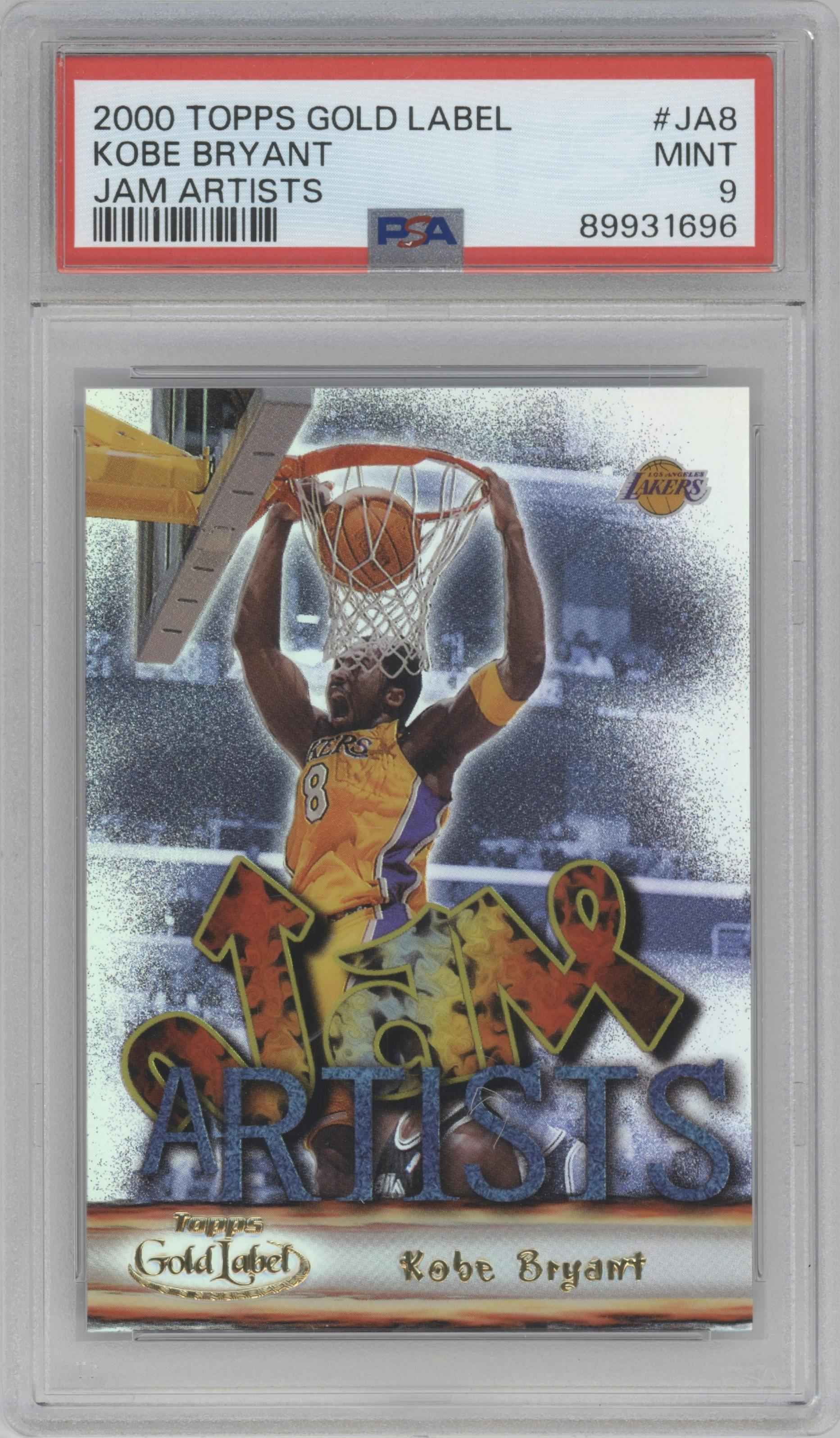 Kobe Bryant from the 2000-01 Topps Gold Label set graded by PSA and given an overall grade of 9.