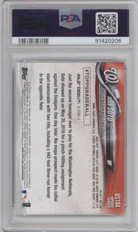 Juan Soto from the 2018 Topps Update set graded by PSA and given an overall grade of 9.