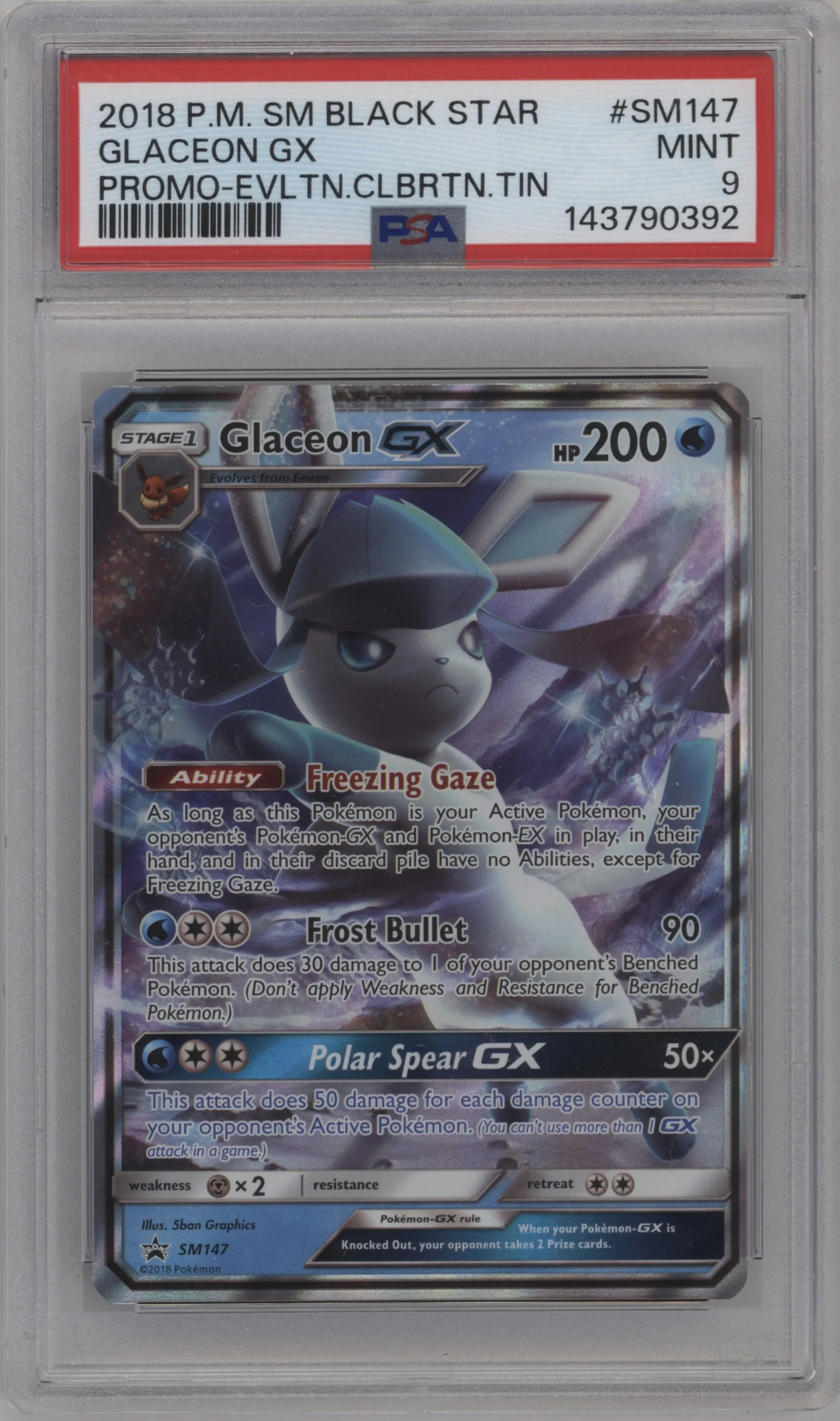 2018 Pokemon S&M Glaceon GX Evolution Celebration Tins #SM147 PSA 9