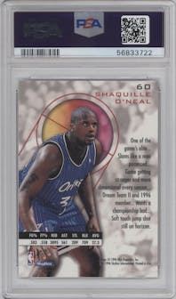 Shaquille O'neal from the 1995-96 Skybox E-XL set featuring a Blue parallel graded by PSA and given an overall grade of 10.