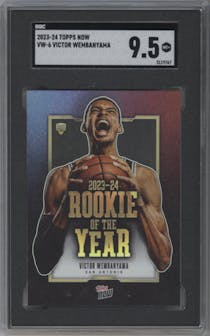 Victor Wembanyama from the 2023-24 Topps Now set graded by SGC and given an overall grade of 9.5.