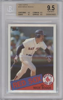 Wade Boggs from the 1985 Topps set graded by Beckett and given an overall grade of 9.5.