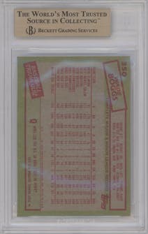 Wade Boggs from the 1985 Topps set graded by Beckett and given an overall grade of 9.5.