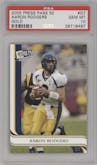 Aaron Rodgers from the 2005 Press Pass SE set featuring a Gold parallel graded by PSA and given an overall grade of 10.