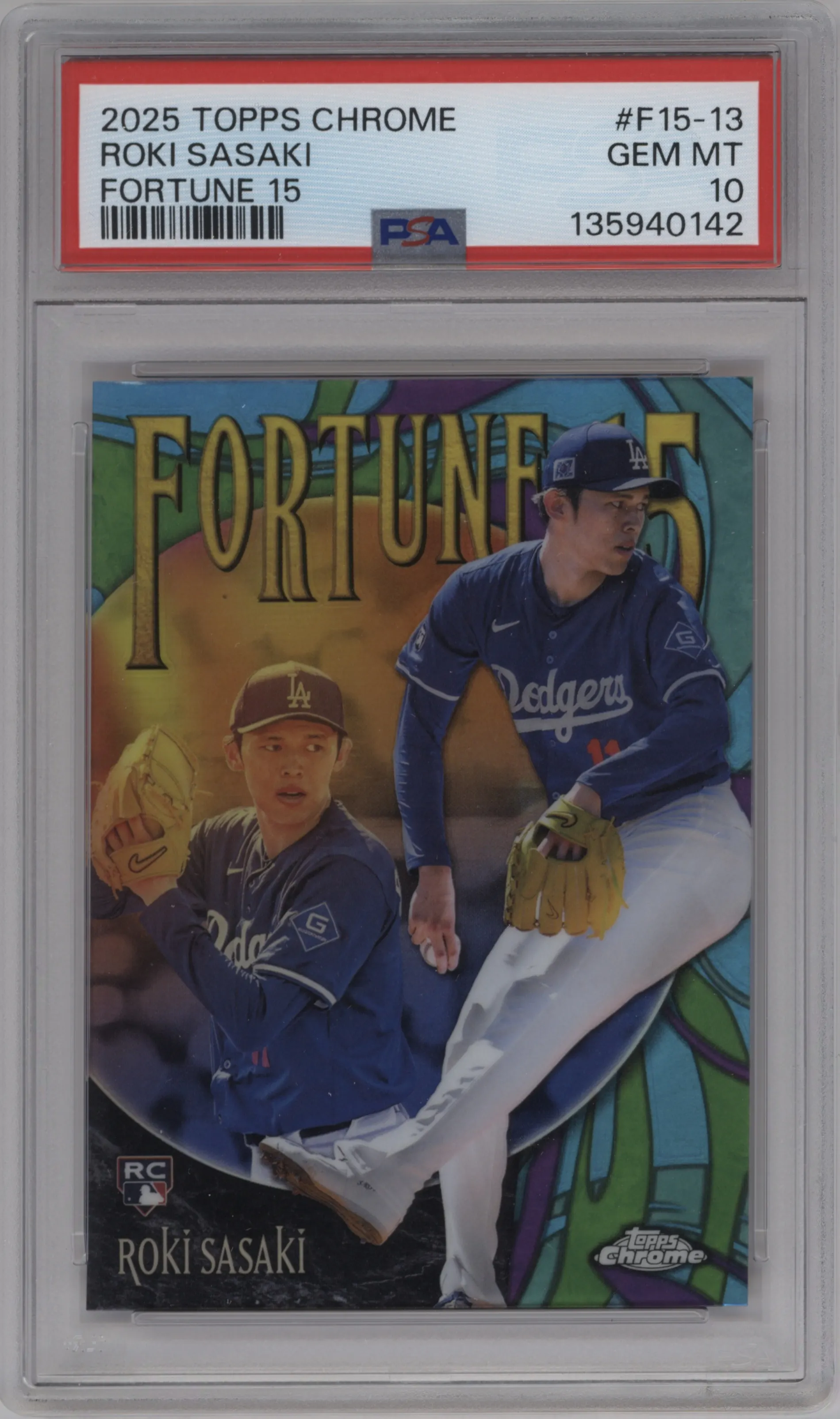 2025 Topps Chrome Fortune 15 Roki Sasaki #F15-13 PSA 10