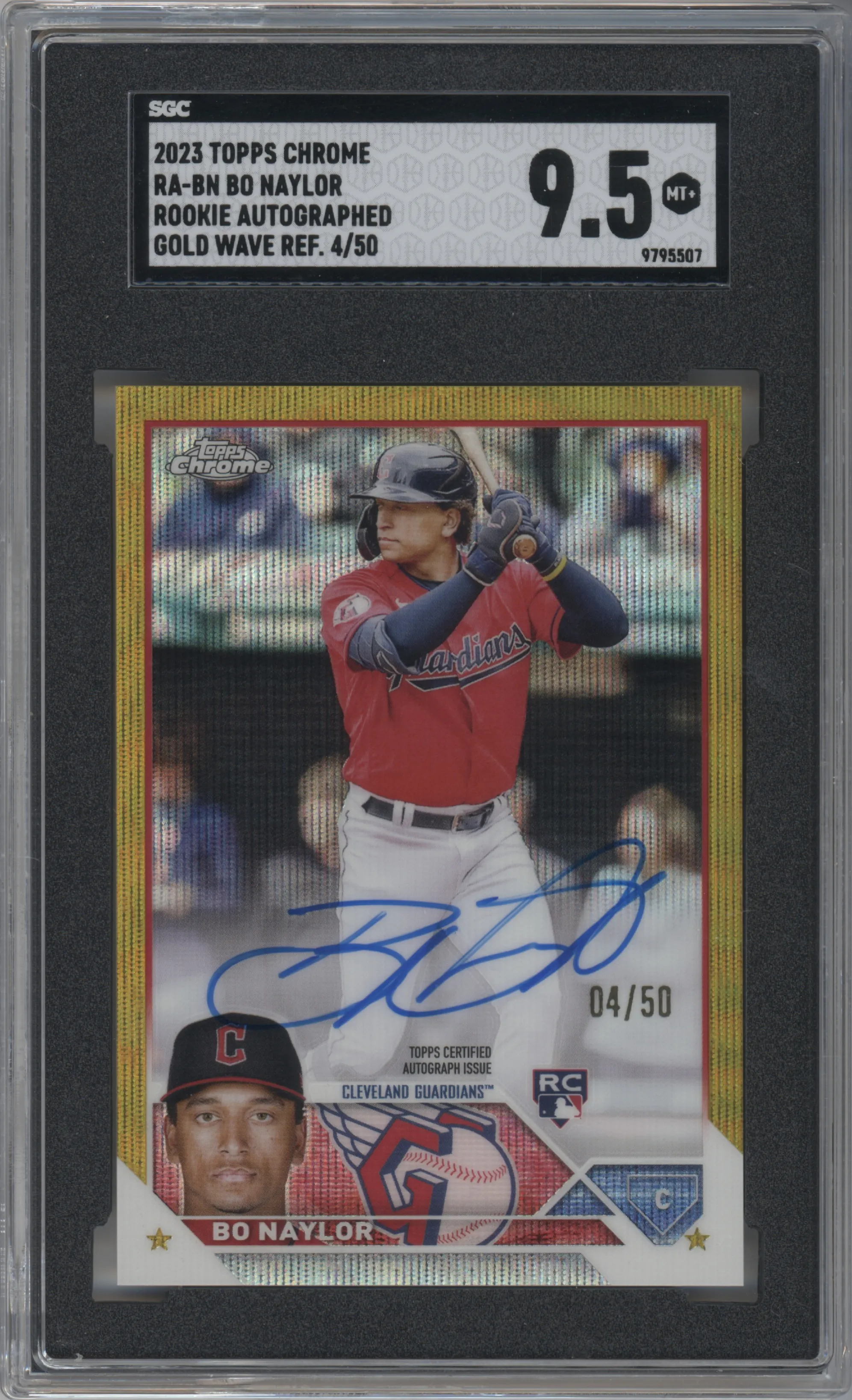 2023 Topps Chrome Rke.Auto Bo Naylor Gold Wave Refractor SGC 9.5
