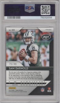 Sam Darnold from the 2018 Panini Prizm set featuring a Purple Power parallel graded by PSA and given an overall grade of 10.