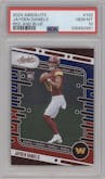 Jayden Daniels from the 2024 Panini Absolute set featuring a Red & Blue parallel graded by PSA and given an overall grade of 10.