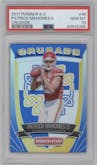 Patrick Mahomes II from the 2017 Panini Rookies & Stars set featuring a Blue parallel graded by PSA and given an overall grade of 10.
