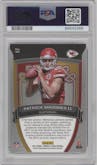 Patrick Mahomes II from the 2017 Panini Rookies & Stars set featuring a Blue parallel graded by PSA and given an overall grade of 10.