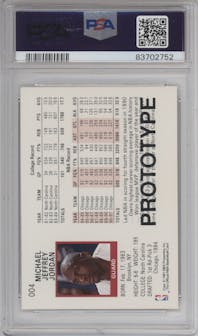Michael Jordan from the 1991-92 NBA Hoops set graded by PSA and given an overall grade of 9.