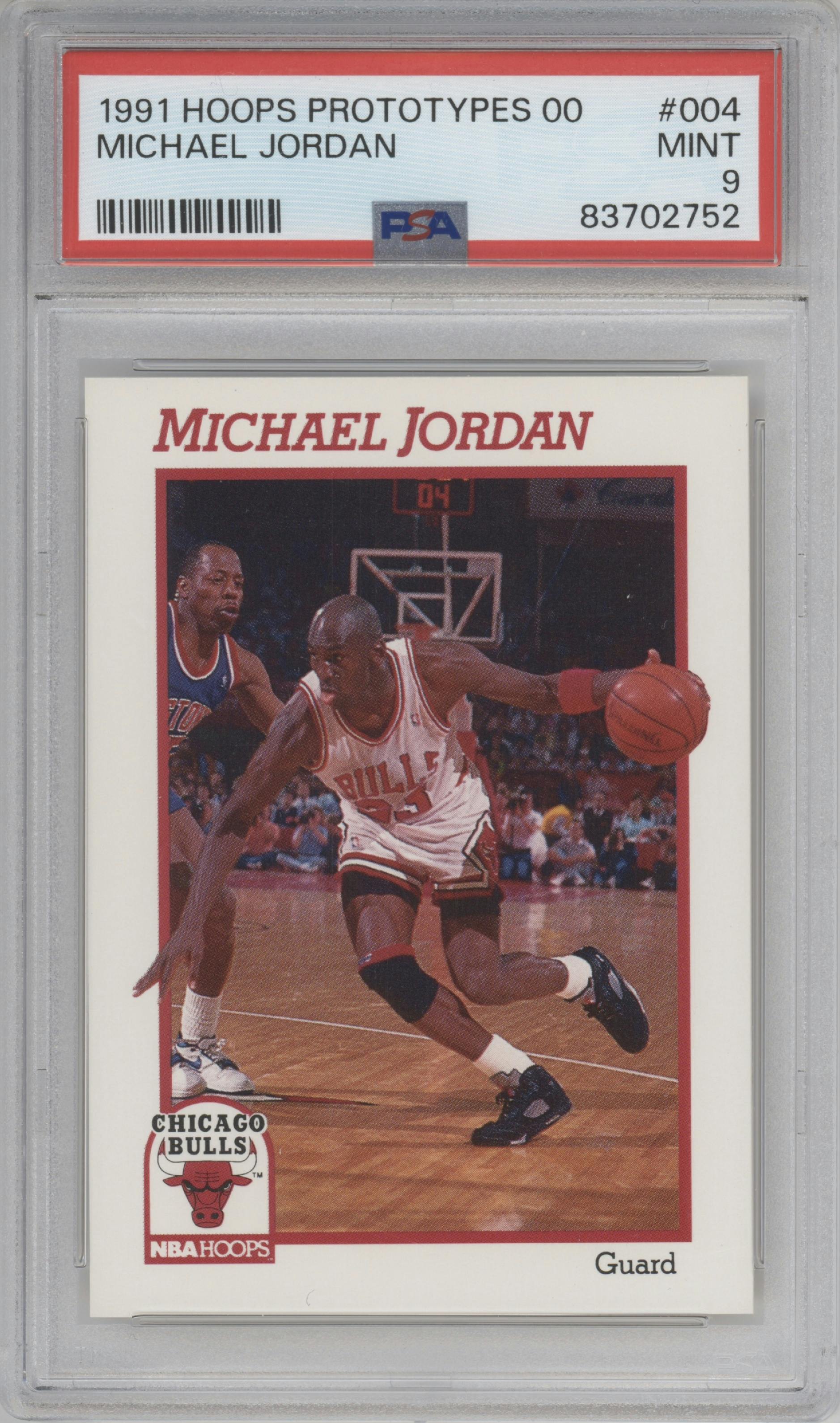 Michael Jordan from the 1991-92 NBA Hoops set graded by PSA and given an overall grade of 9.