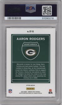 Aaron Rodgers from the 2020 Panini Donruss Optic set graded by PSA and given an overall grade of 10.