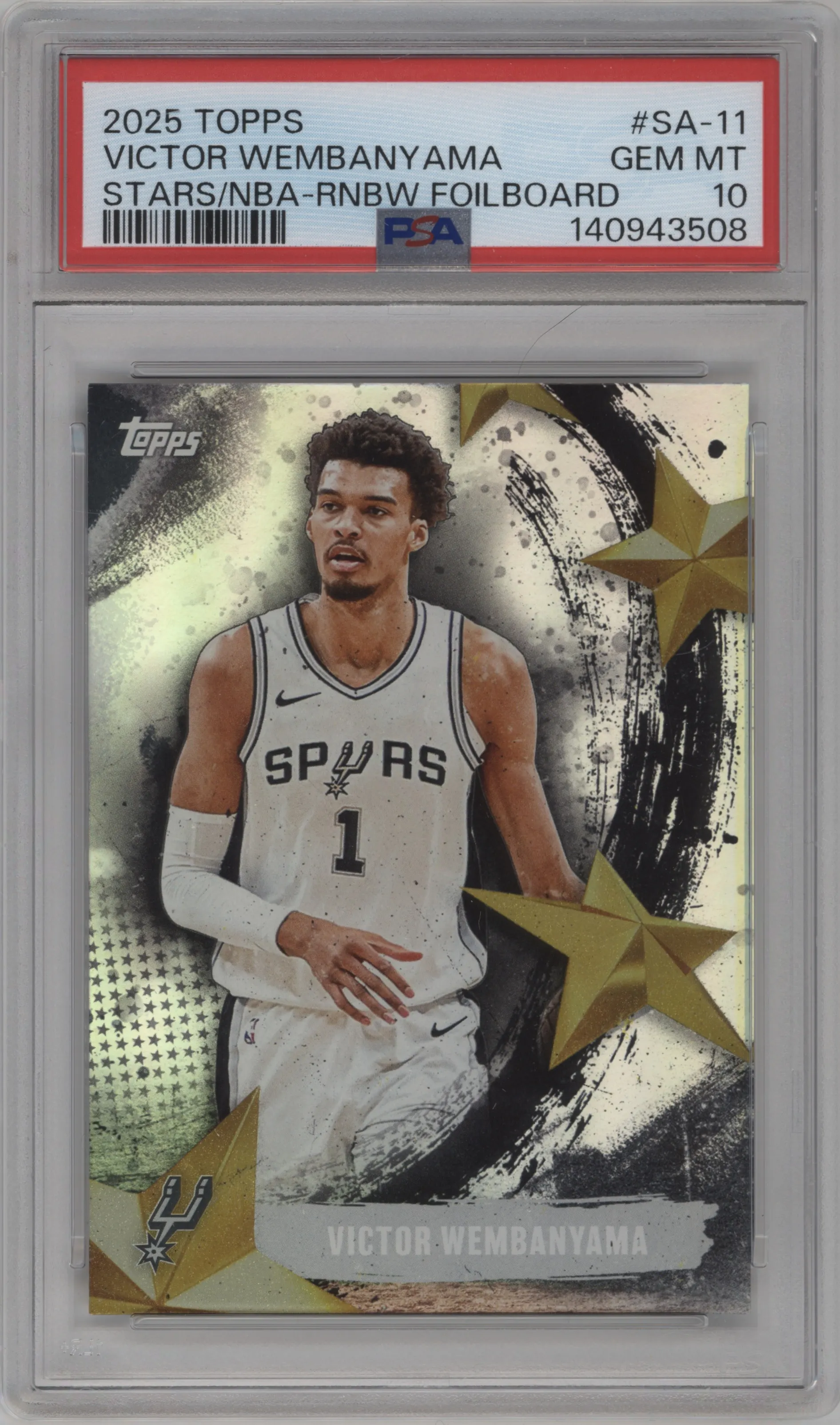 2025 Topps Stars of the NBA Victor Wembanyama Rainbow Foilboard #SA-11 PSA 10