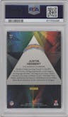 Justin Herbert from the 2023 Panini Prizm set featuring a Green Ice parallel graded by PSA and given an overall grade of 10.