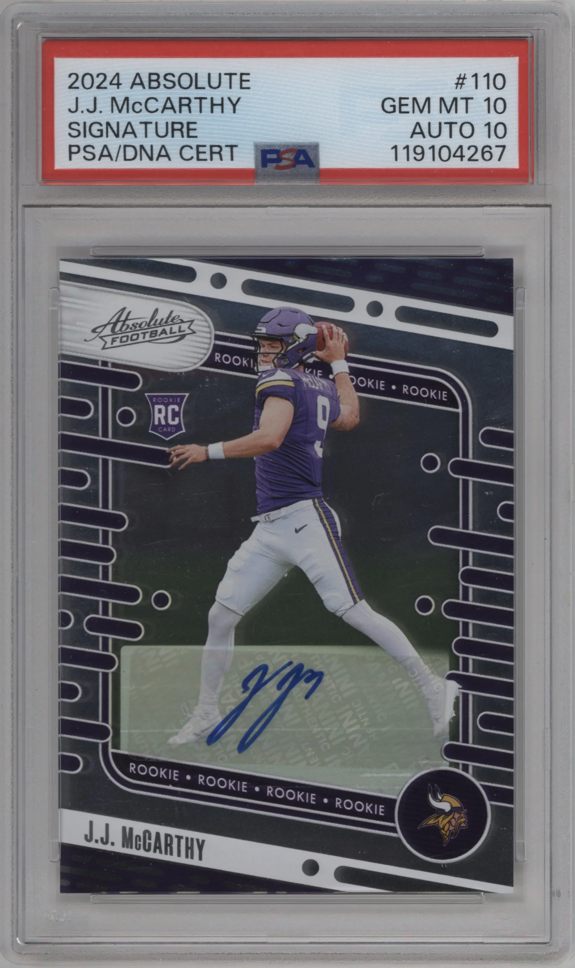 2024 Panini Absolute Sig.Rookies J.J. McCarthy #110 PSA 10