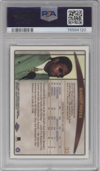 Randy Moss from the 1998 Topps Chrome set graded by PSA and given an overall grade of 9.