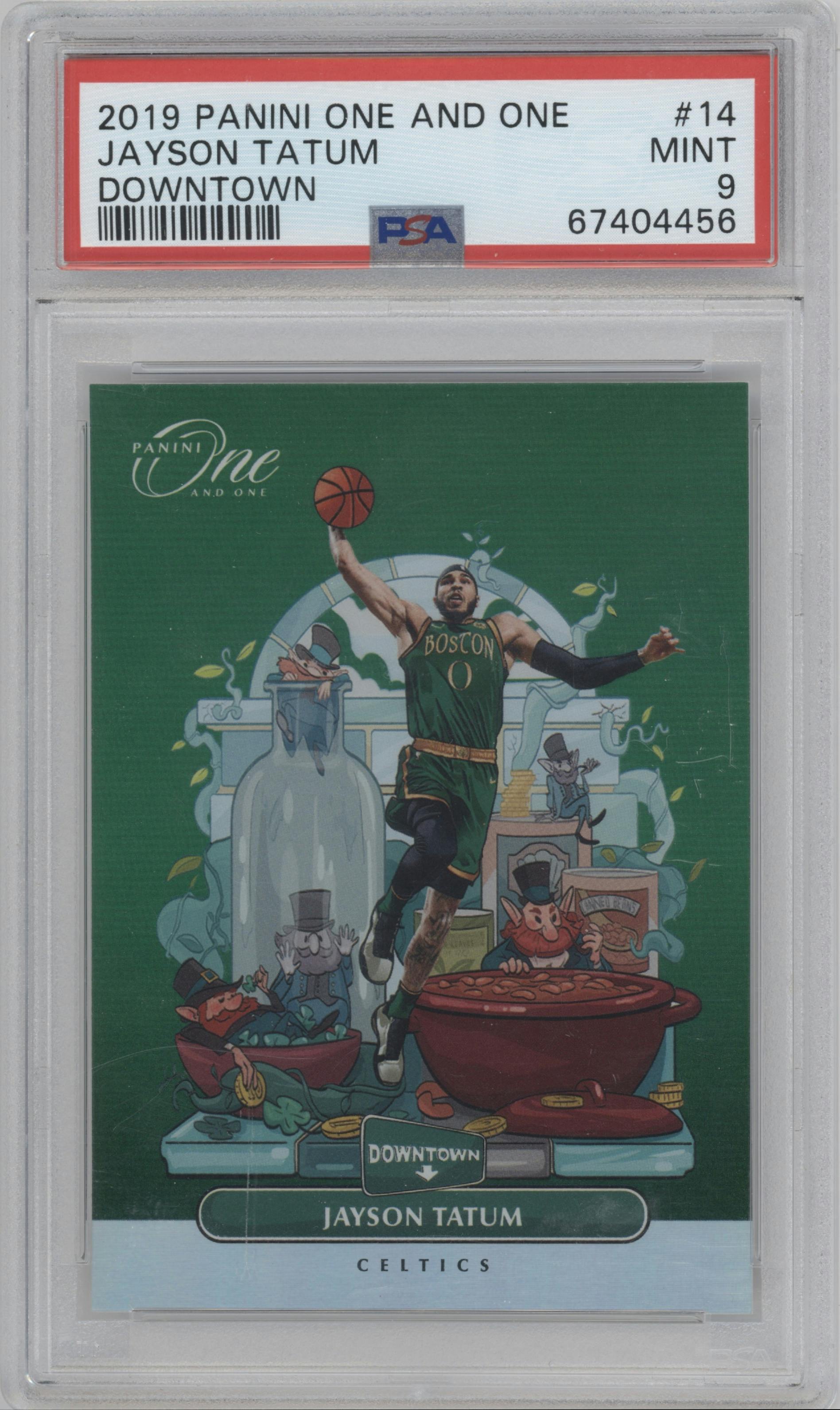 Jayson Tatum from the 2019-20 Panini One and One set graded by PSA and given an overall grade of 9.