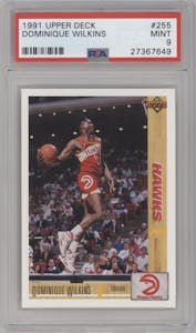 Dominique Wilkins from the 1991-92 Upper Deck set graded by PSA and given an overall grade of 9.