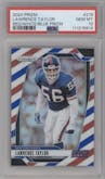 Lawrence Taylor from the 2024 Panini Prizm set featuring a Red White Blue Prizm parallel graded by PSA and given an overall grade of 10.