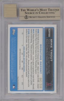 Mike Trout from the 2009 Bowman Draft Picks & Prospects set featuring a Refractor  parallel graded by Beckett and given an overall grade of 9.5.