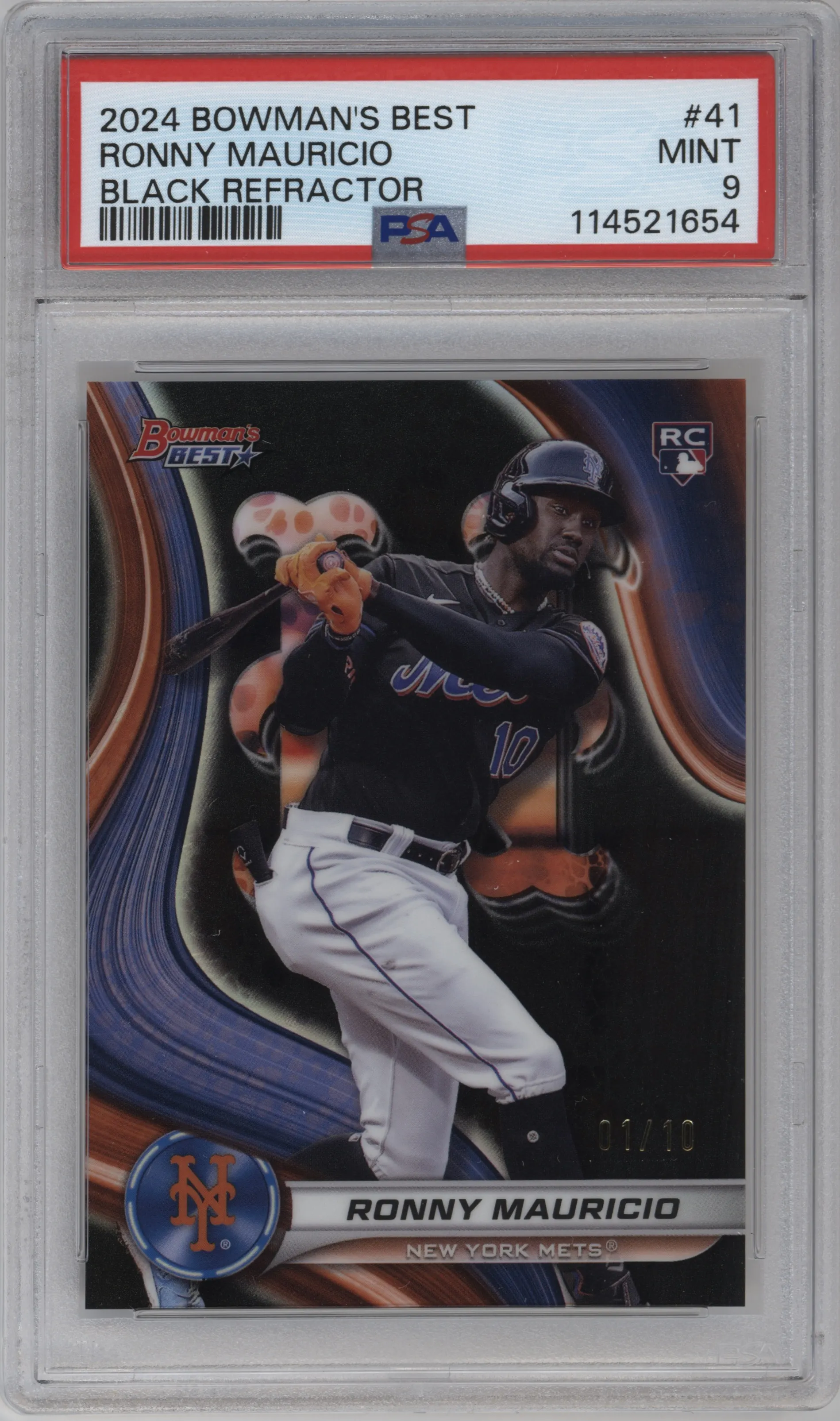 2024 Bowman's Best Ronny Mauricio Black Ref. PSA 9