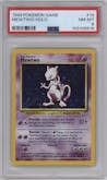 Mewtwo from the 1999 Pokemon set graded by PSA and given an overall grade of 8.