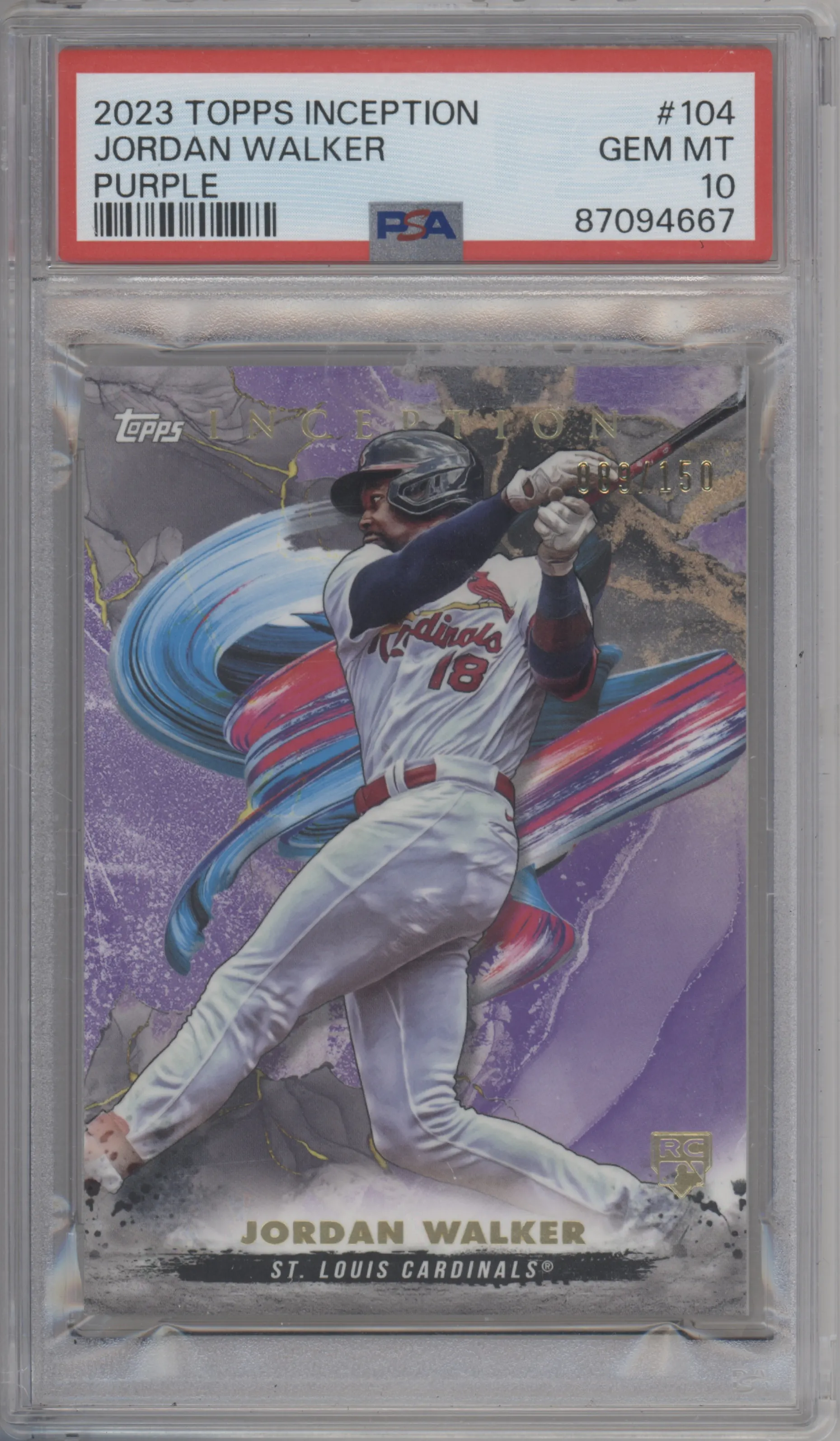 2023 Topps Inception Jordan Walker Purple #104 PSA 10