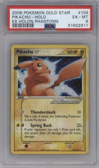 Pikachu Gold Star from the 2006 Pokemon EX set graded by PSA and given an overall grade of 6.