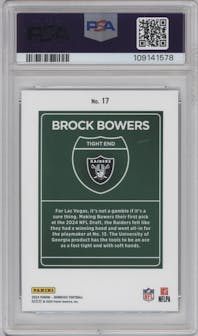 Brock Bowers from the 2024 Donruss set graded by PSA and given an overall grade of 8.