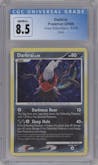Darkrai from the 2008 Pokemon D&P set graded by CSG and given an overall grade of 8.5.