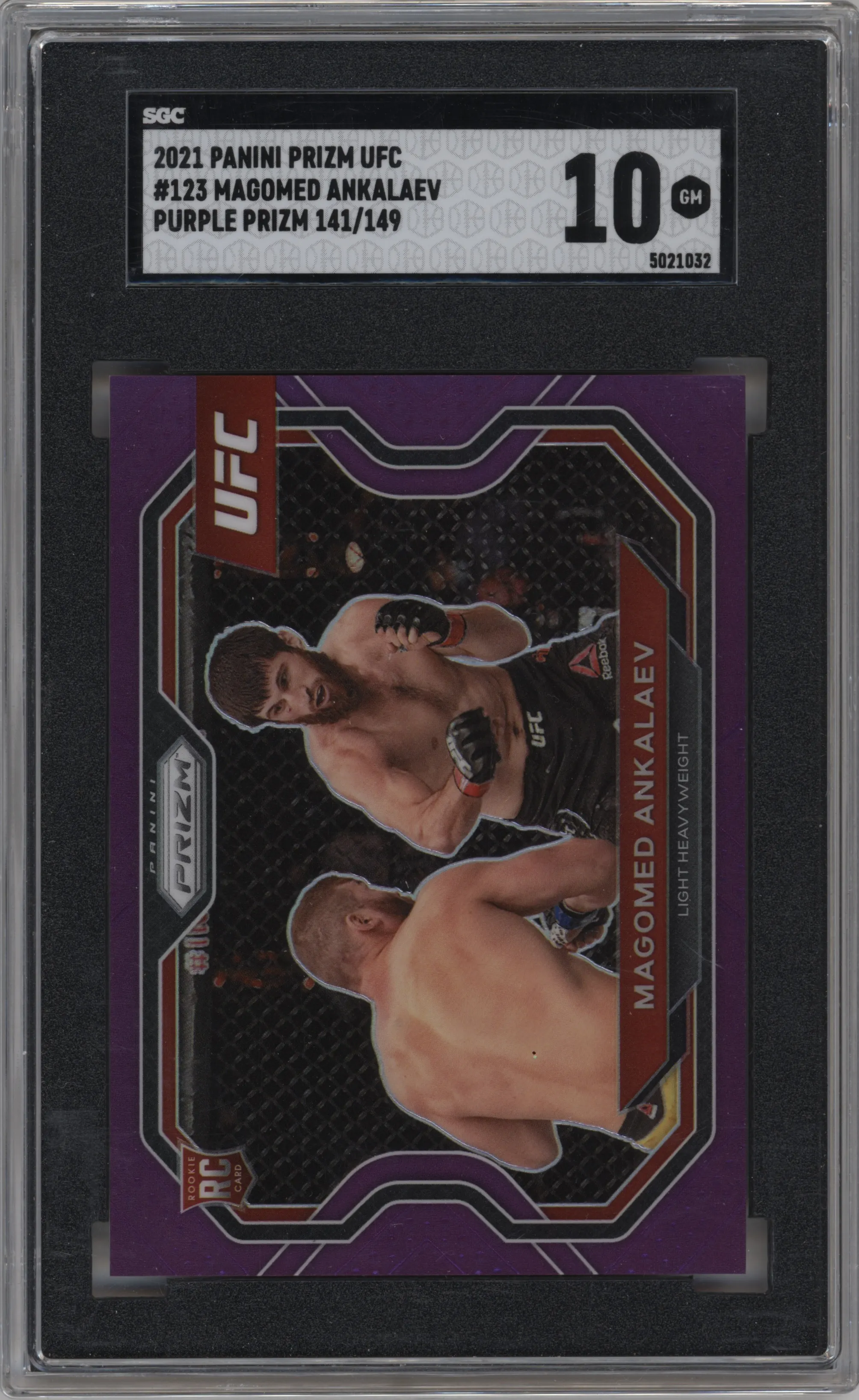2021 Panini Prizm UFC Magomed Ankalaev Purple Prizm #123 SGC 10