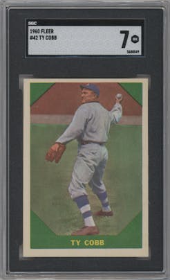 Ty Cobb from the 1960 Fleer set graded by SGC and given an overall grade of 7.