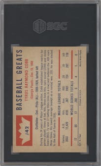 Ty Cobb from the 1960 Fleer set graded by SGC and given an overall grade of 7.