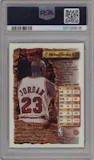 Michael Jordan from the 1993-94 Topps Finest set graded by PSA and given an overall grade of 8.