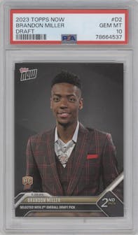 Brandon Miller from the 2023 Topps Now
 set graded by PSA and given an overall grade of 10.