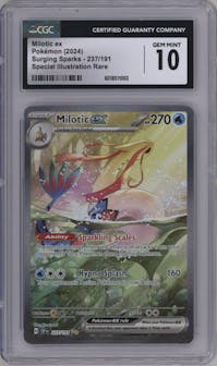 Milotic ex from the 2024 Pokemon SV set graded by CSG and given an overall grade of 10.