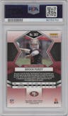 Brock Purdy from the 2022 Panini Mosaic set featuring a Mosaic parallel graded by PSA and given an overall grade of 10.