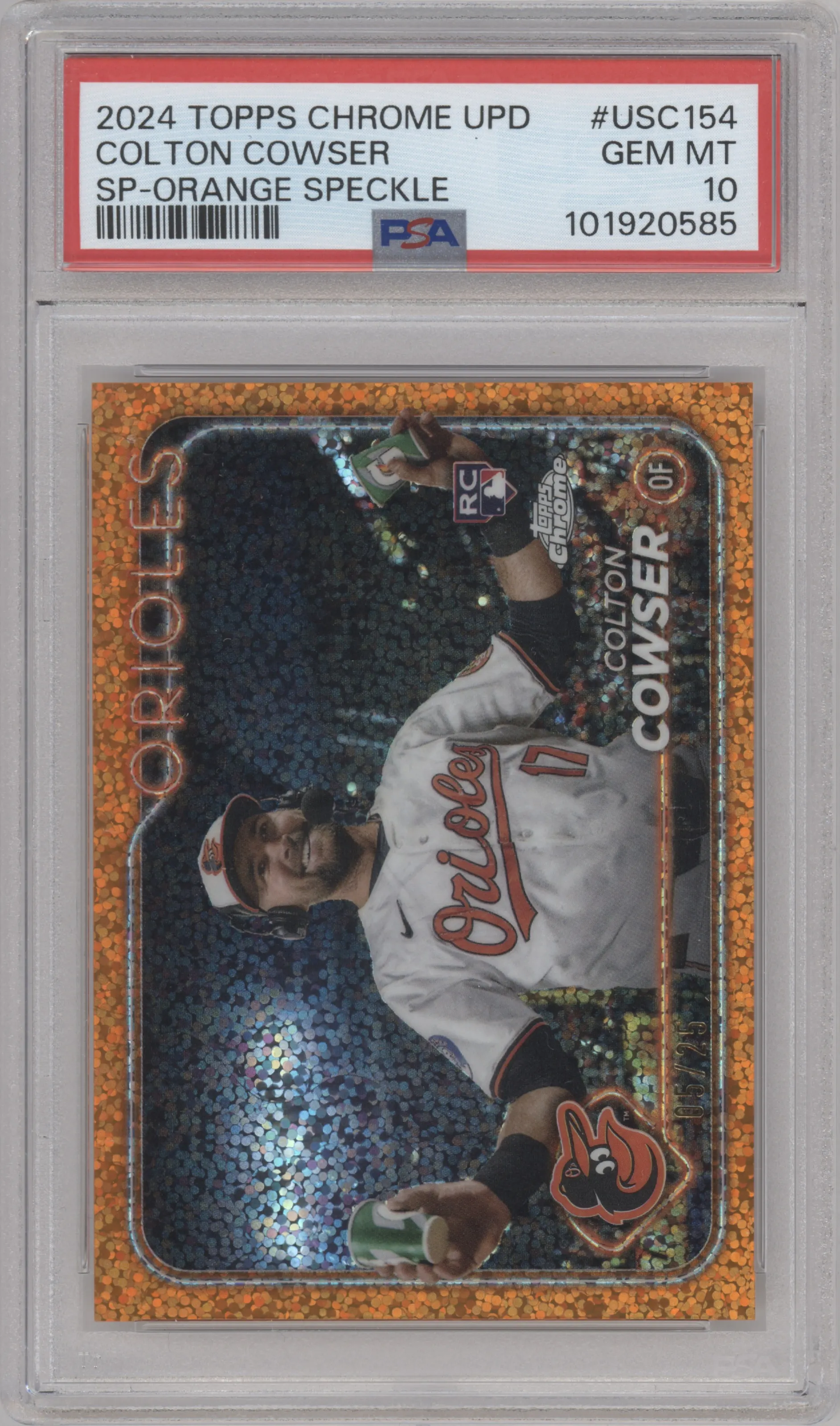 2024 Topps Chrome Update SP Colton Cowser Orange Speckle Refractors #USC154 PSA 10