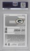 Jordan Love from the 2024 Panini Prizm set graded by PSA and given an overall grade of 10.