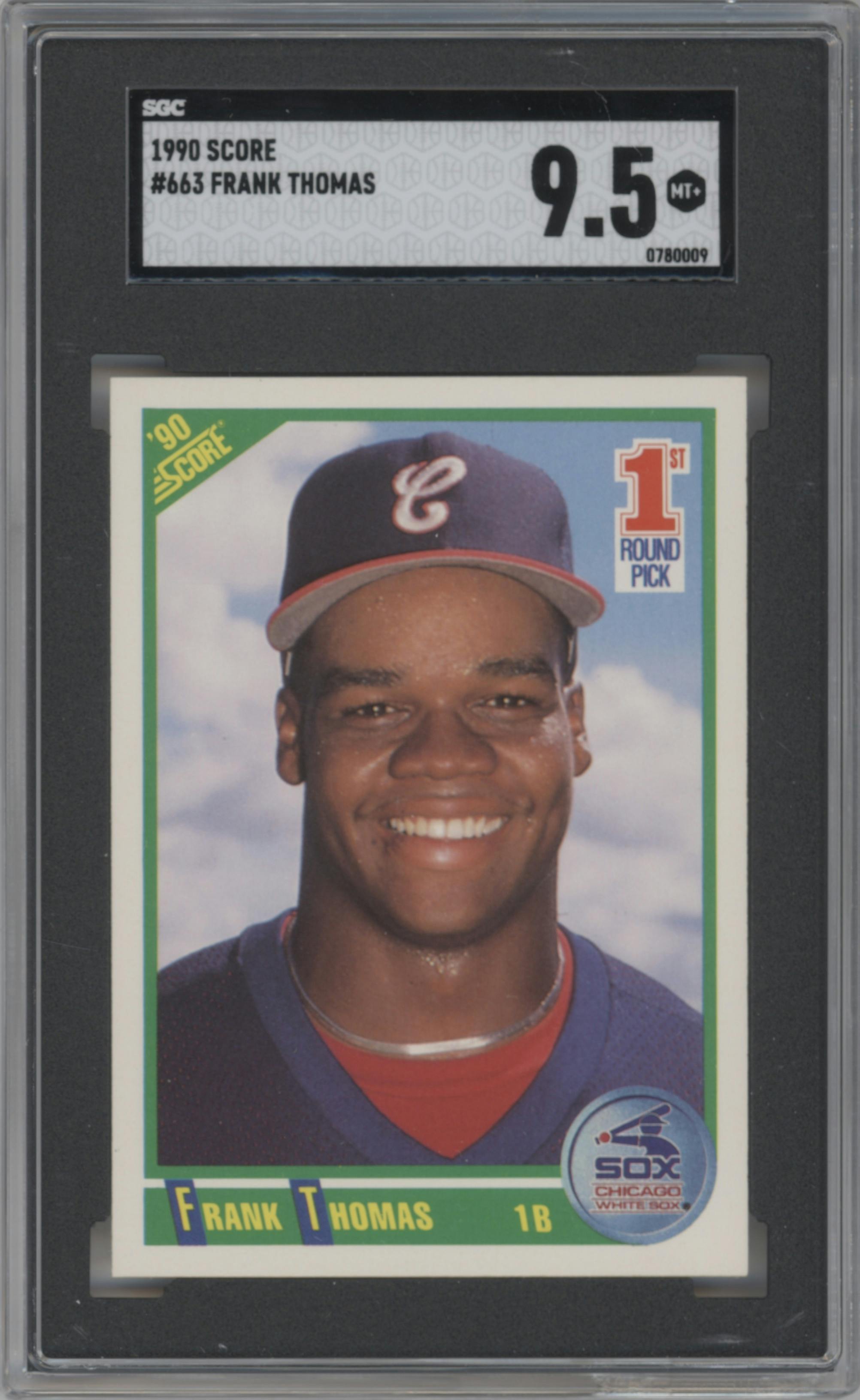 Frank Thomas from the 1990 Score set graded by SGC and given an overall grade of 9.5.