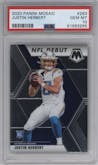 Justin Herbert from the 2020 Panini Mosaic set graded by PSA and given an overall grade of 10.